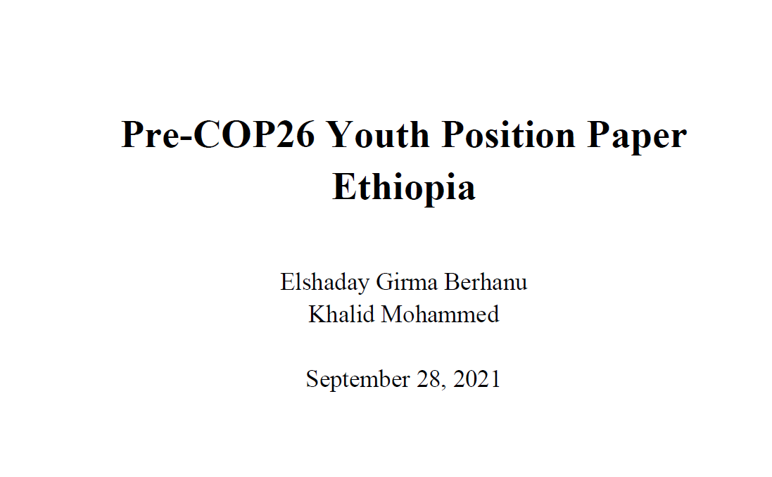 Pre-COP26 Youth Position Paper Ethiopia
